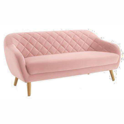 SIRS 76 Antique Sofa - Solid Wood Frame 160x70x80 cm, Pastel Pink Velvet | Tufted Backrest, Medium-Firm Cushions, Slanted Wooden Legs