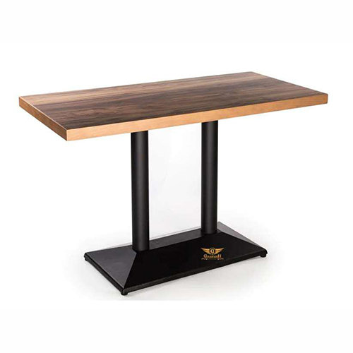 Legacy Dining Table - Engineered Wood 1200x600x760 mm, Brown Top Black Powder-Coated Metal Base, Moisture Resistant