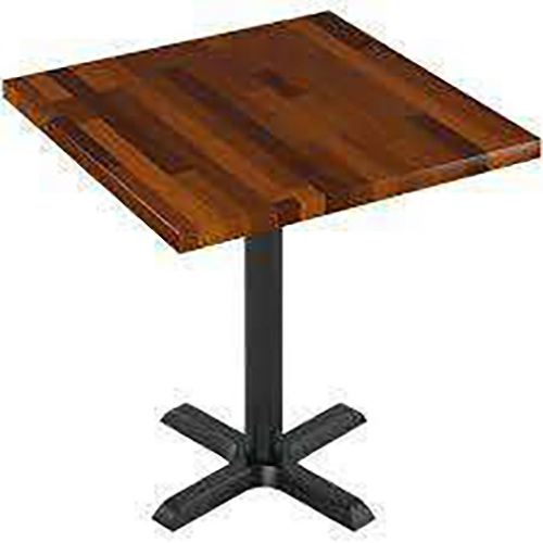 Solid Wood Restaurant Table - Sustainable Hardwood, 750x750x750mm, Brown/Black | Polished Surface, Cross Pedestal Base, Scratch Resistant