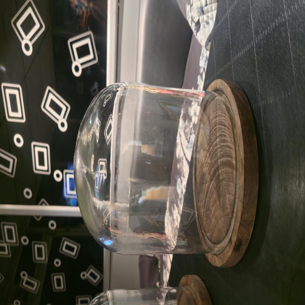 Medium U Glass Shape Glass Dome With Wooden Base - Color: Transparent