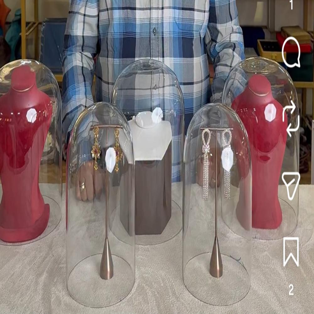 Medium U Glass Shape Glass Dome with Wooden Base