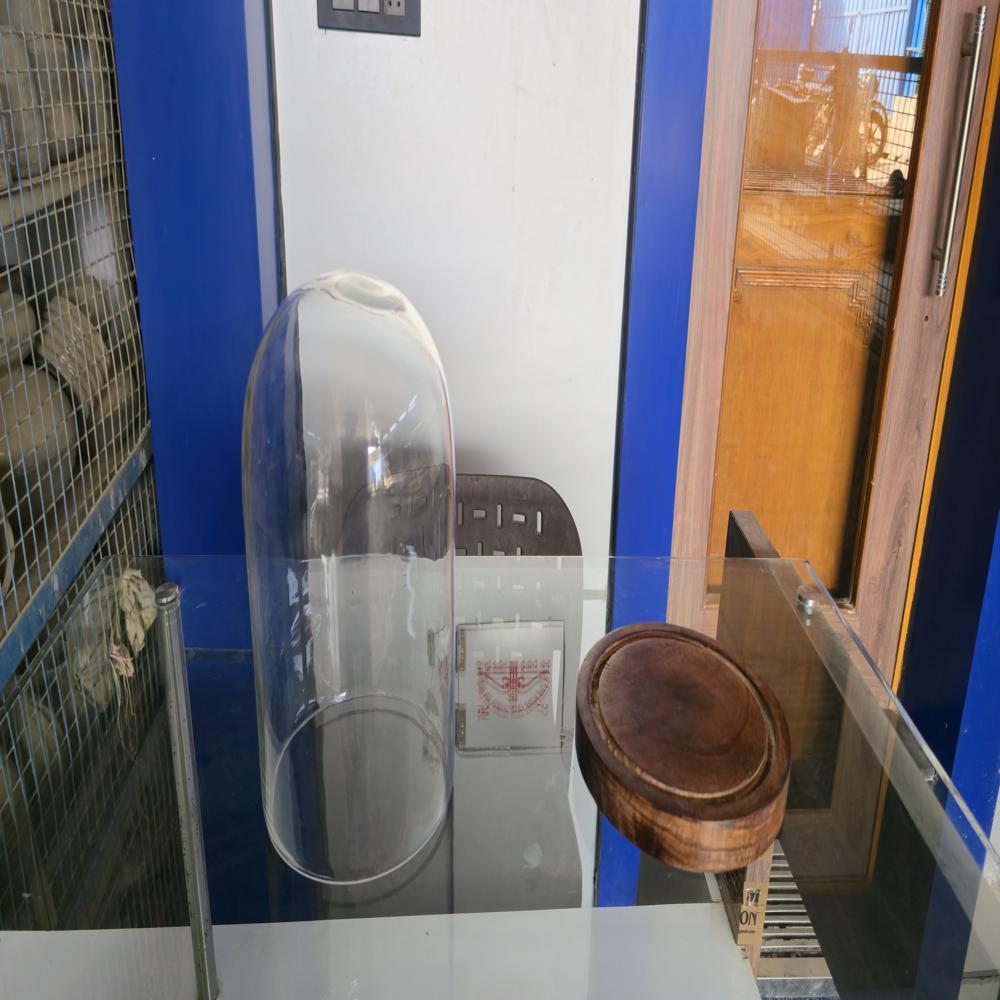 Medium U Glass Shape Glass Dome with Wooden Base