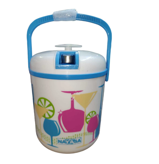 NAYASA 1.4 L Plastic Icy 1.4 Litre Cold Ice Cube Bucket For Home,Kitchen,Office Ice Bucket (Blue, White)