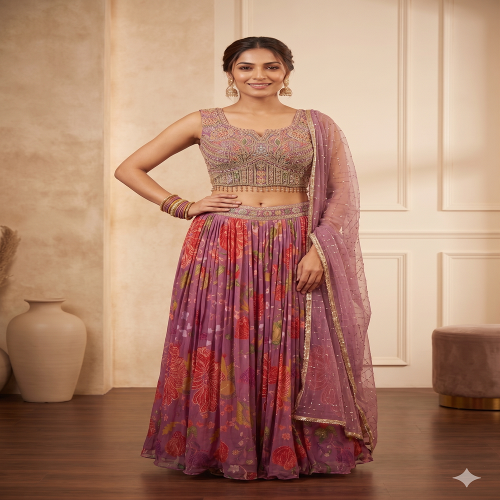 CTP-60227 Floral Crop Top With Aari Work