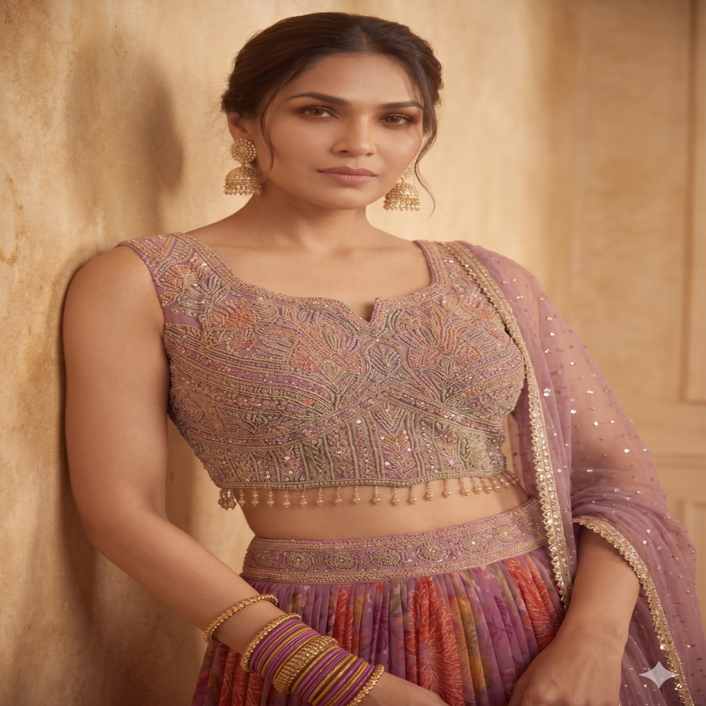 CTP-60227 Floral Crop Top With Aari Work