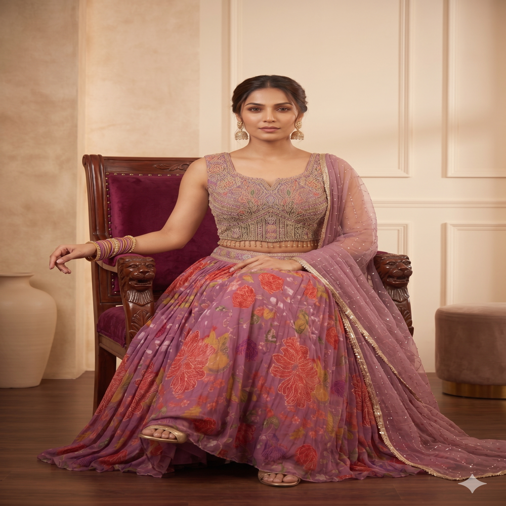 CTP-60227 Floral Crop Top With Aari Work