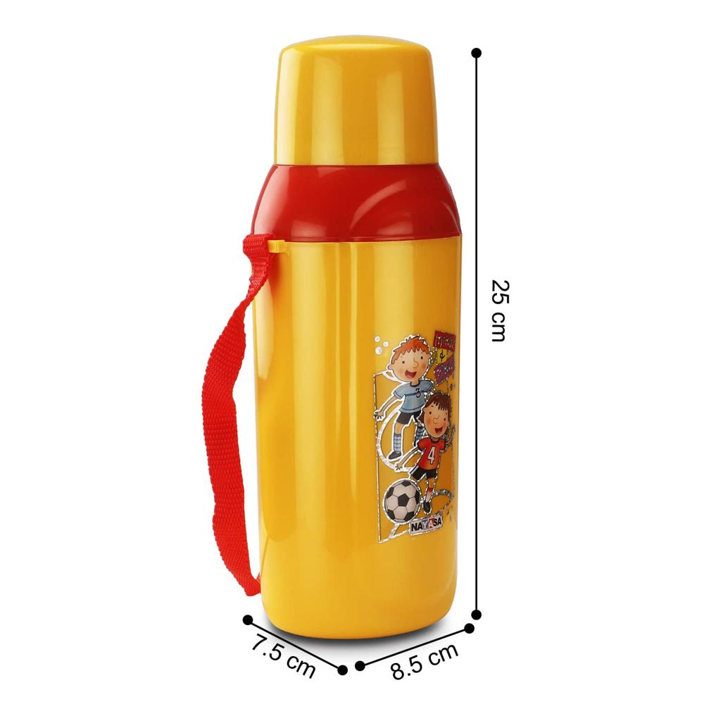Nayasa Nippy- 700 ML Insulated Water Bottles with Plastic Inner, Kids Sipper Water Bottle with Cup Style Lid, High Grade, Leakproof, BPA Free, Kids Safe Water Bottle, Yellow