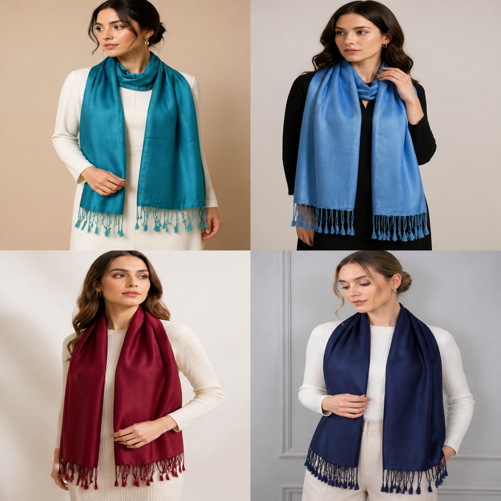 Poly Viscose Solid Color Stoles - Gender: Female