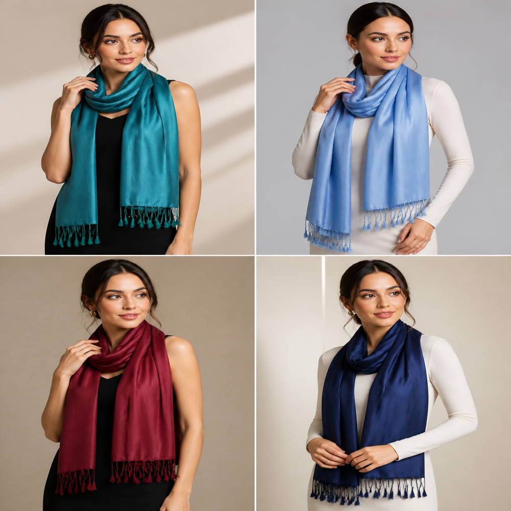 Poly Viscose Solid Color Stoles - Gender: Female
