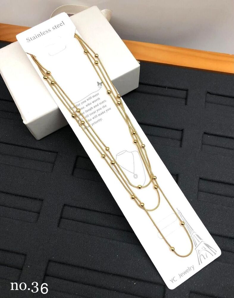 Multi Layered Satellite Necklace - Gold Plated Alloy, 16-20 Inch Adjustable, Glossy Beaded Satellite Chain