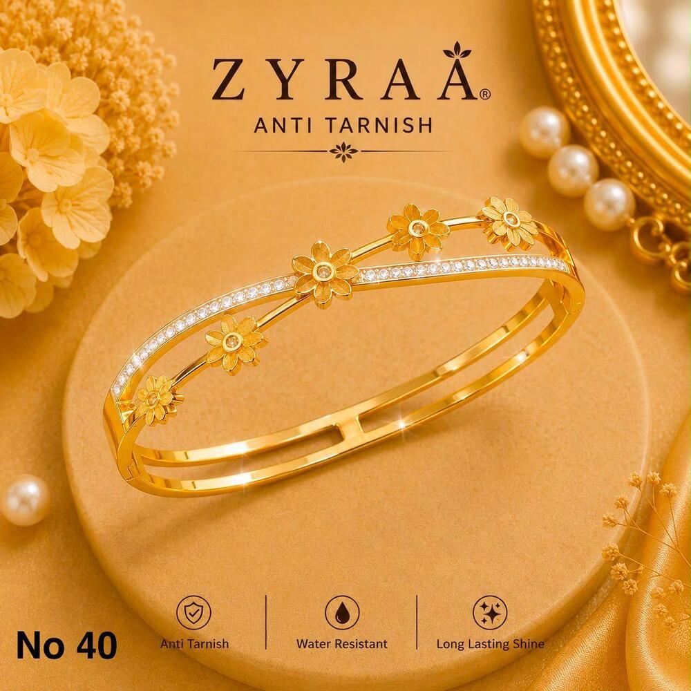 Floral CZ Anti Tarnish Bangle