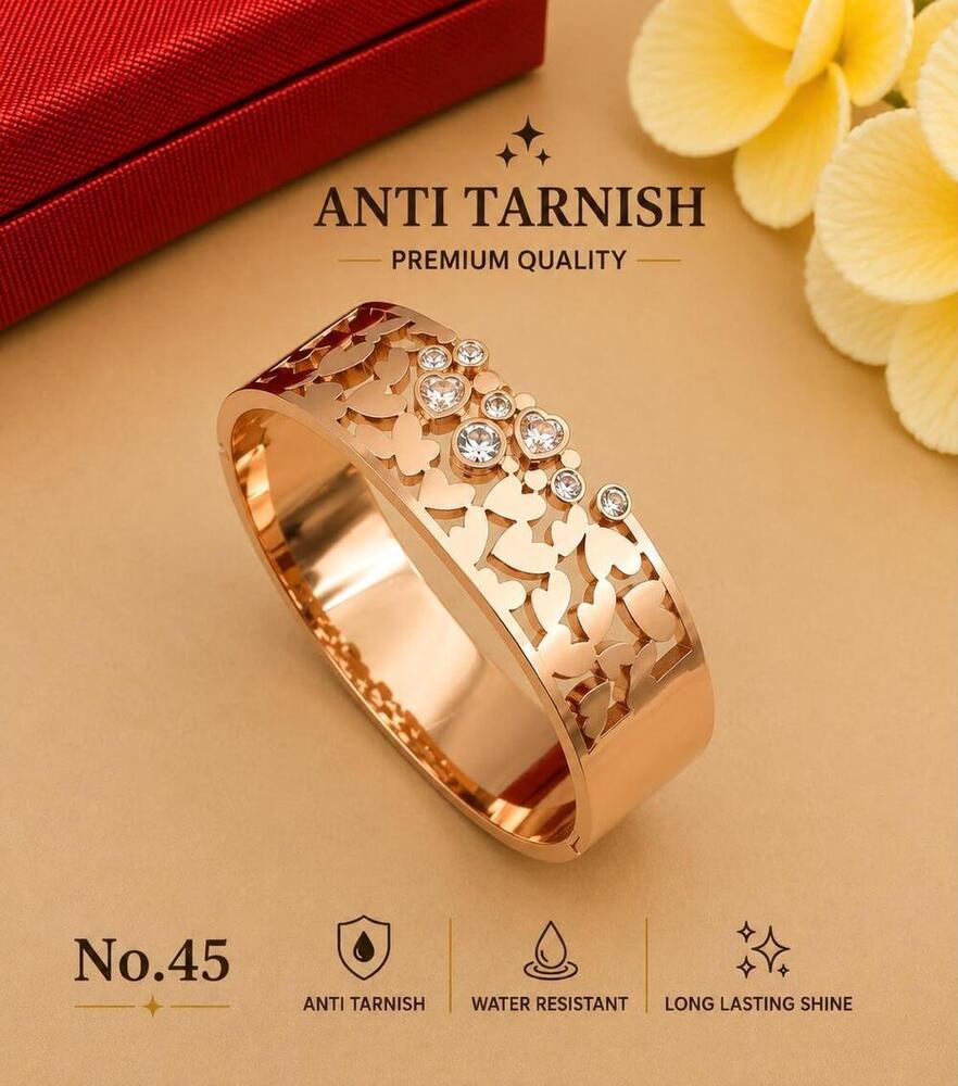 Rose Gold Heart Bloom Anti Tarnish Bangle