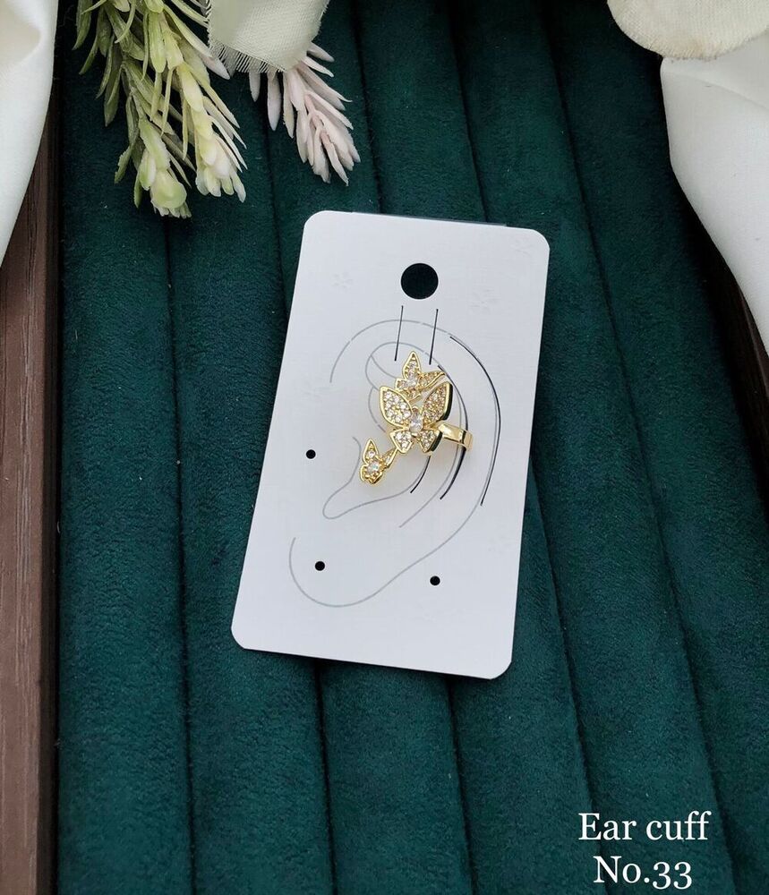 Golden Butterfly Pearl Ear Cuff