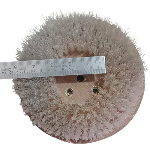 Floor Scrubber Machine Brush - Nylon Bristles, 15 cm Diameter, White, Wooden or Polymer Base | Double-Hole Mounting, Washable, Industrial Use
