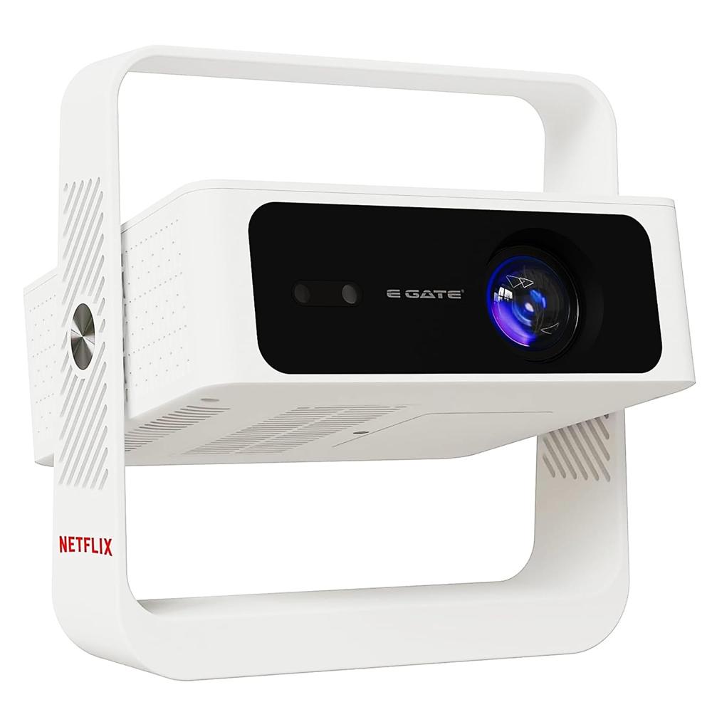 E Gate Atom 4X Air, Fully Automatic, True 200 ANSI Projector with 1080P & 4K Support | Auto Focus+Auto Keystone+Obstacle Avoid | Android 12 Netflix, Prime, Live TV | WiFi-BT-HDMI ARC, Native EGATE