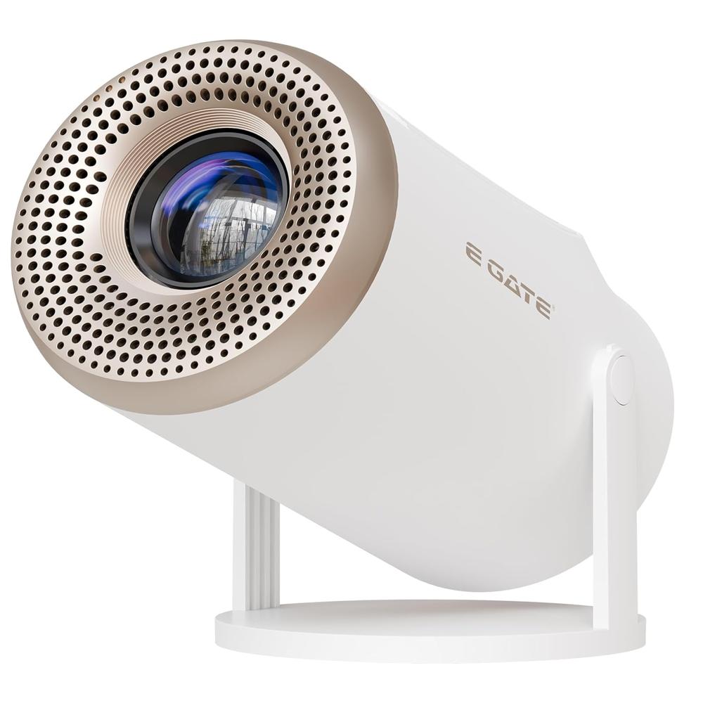 E GATE Atom 2X+ Smart Projector 4k Ultra HD | Built-in Live TV (120+ Channels no Subscription Required) | 200 ISO, 1080p & 4K Support, Auto Keystone | Netflix, Prime, WiFi & BT, Mirroring, eGate