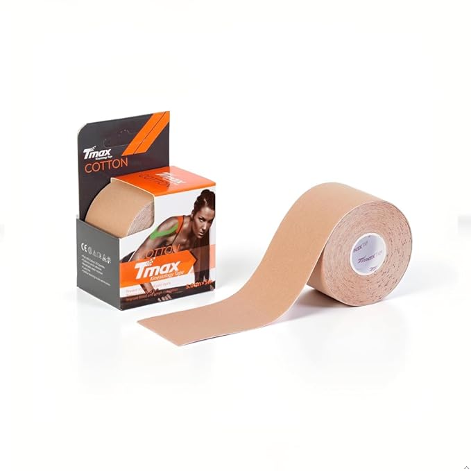 TMAX Kinesiology Tape for Physiotherapy, Sports Injury, Pain Relief Muscle Tape, for Shoulder, Wings, Arms, Ankle K Taping Waterproof Athletic Tape for Pain Support -2 Inch (BEIGE)
