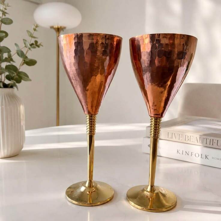 Copper Glass - Pure Copper, Medium 250-350 Ml, Vintage Hammered Finish | Handcrafted, Corrosion Resistant, Antibacterial