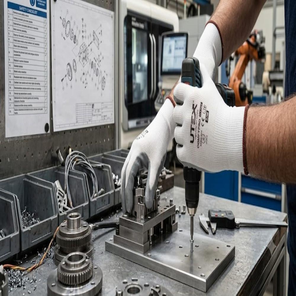 Utex HA207 Nitrile Coated White Grey Hand Gloves