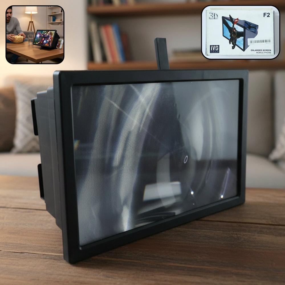 3d Mobile Screen Magnifier With Stand For Smartphone (1 Pc)