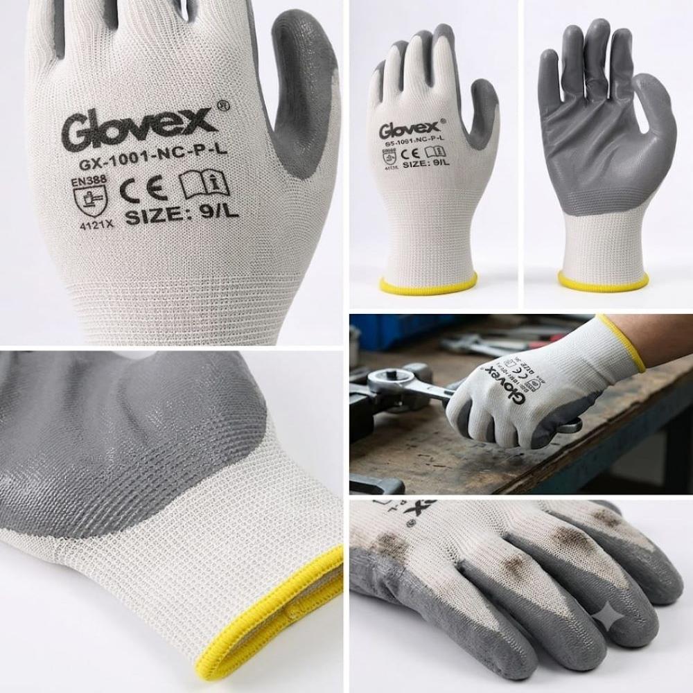 Glovex Make White Grey Nitrile Dip Hand Gloves