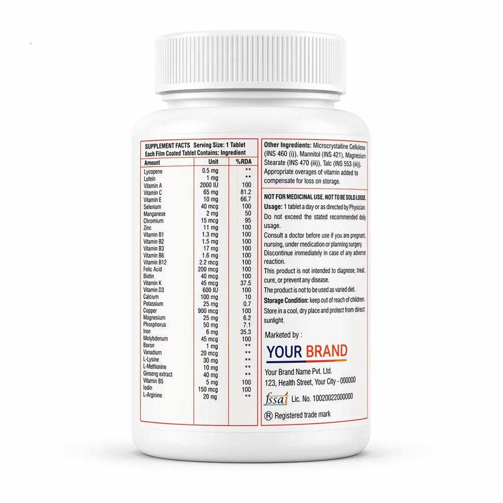 Multivitamin Multimineral Antioxidant Ginseng Tablets