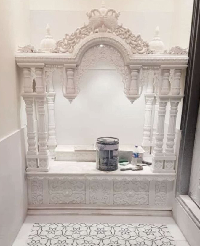 Hand-Carved White Marble Temple