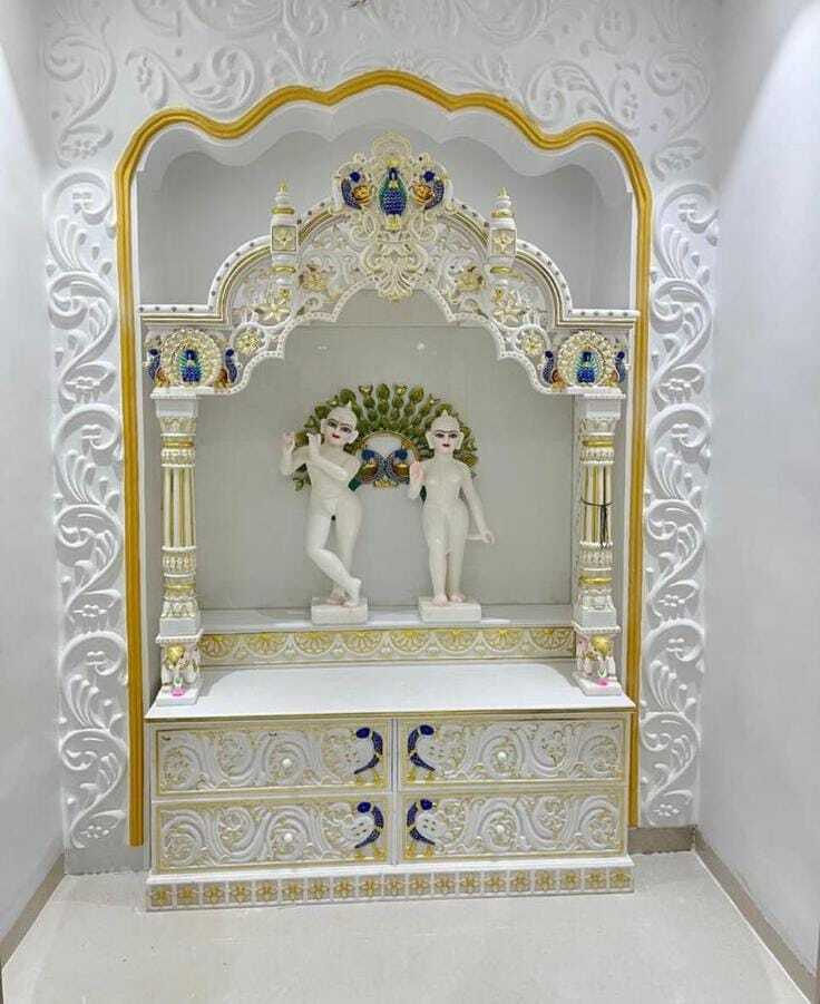 Handcrafted White Marble Home Temple