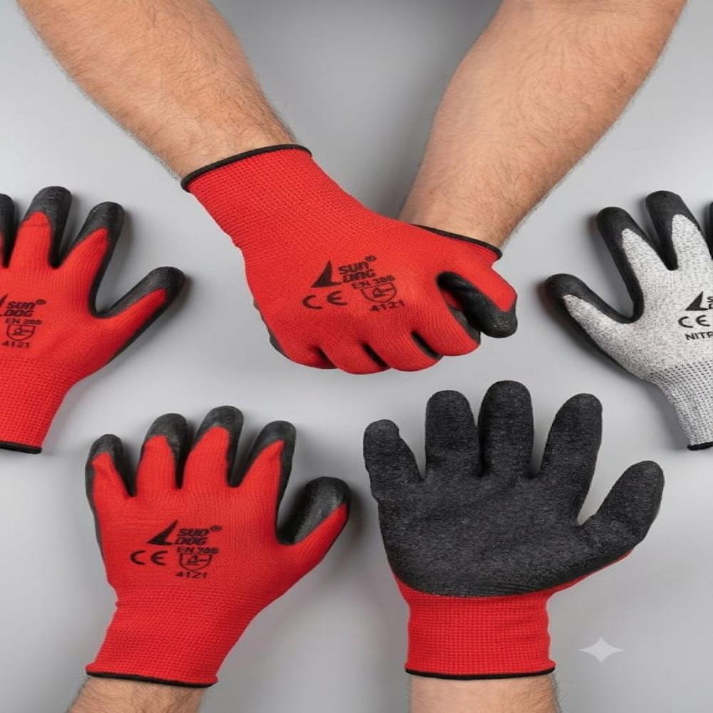 Bbi Make Resistance Gloves - Rubber Material, Full Finger Style, Cotton Lining, White/grey Color | Tear Resistant, Durable Stitching, Ideal For Industrial Use