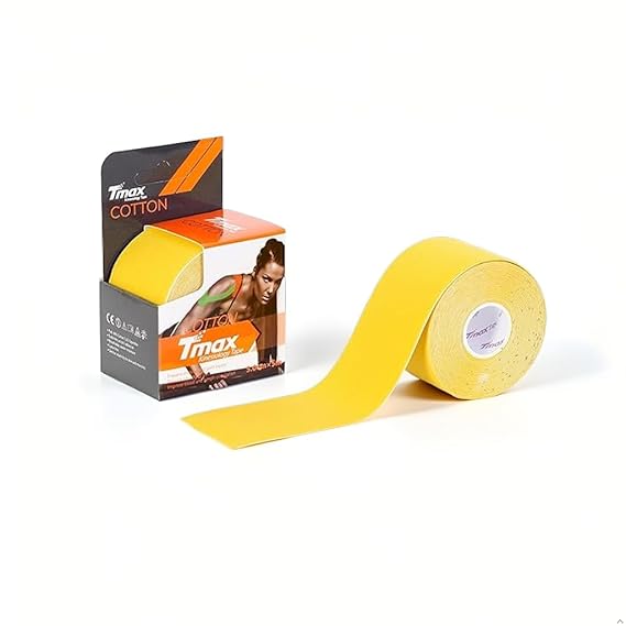 TMAX Kinesiology Tape for Physiotherapy, Sports Injury, Pain Relief Muscle Tape, for Shoulder, Wings, Arms, Ankle K Taping Waterproof Athletic Tape for Pain Support -2 Inch (YELLOW)