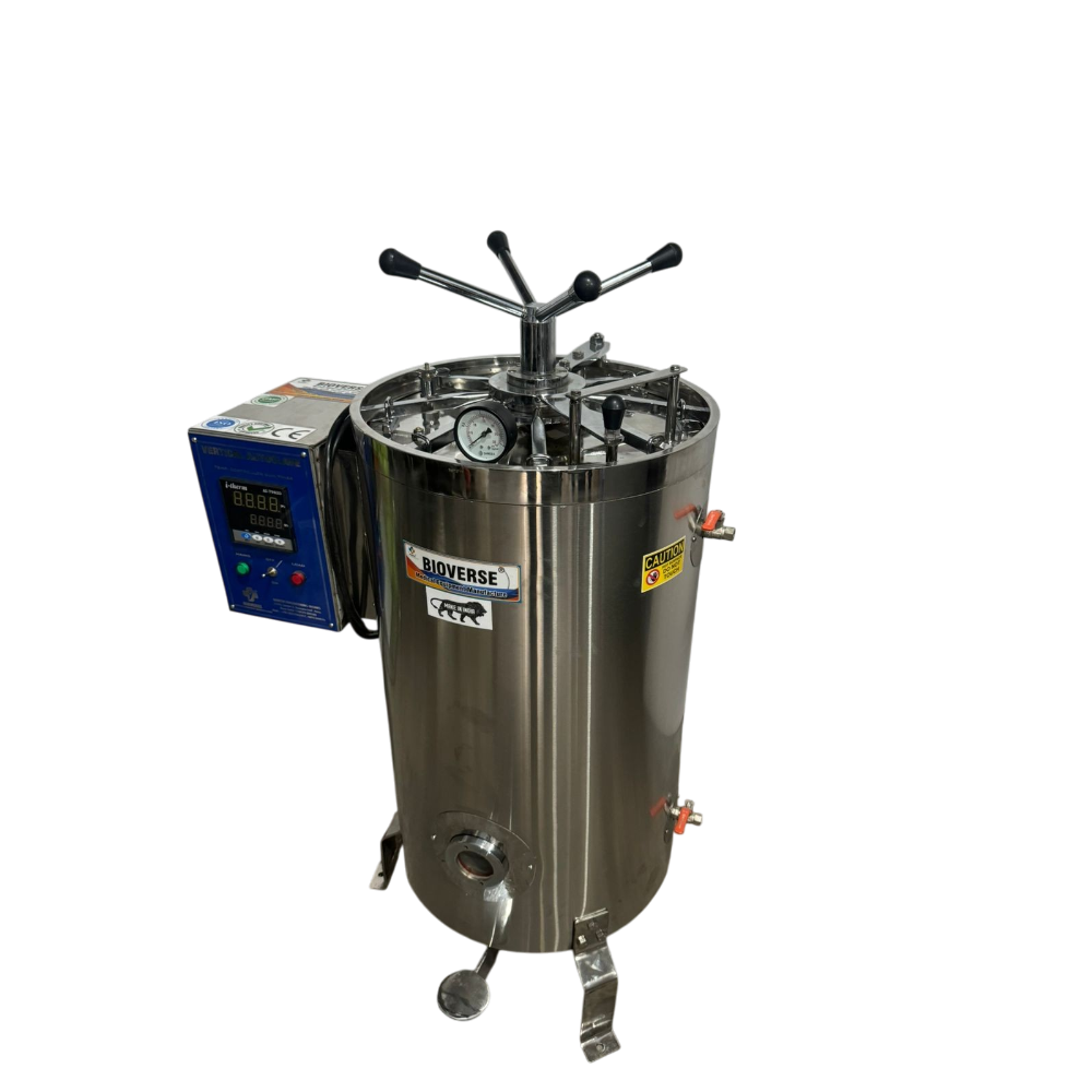 High Pressure Vertical Sterilizer - Color: Silver.