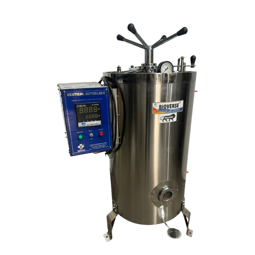 High Pressure Vertical Sterilizer - Color: Silver.