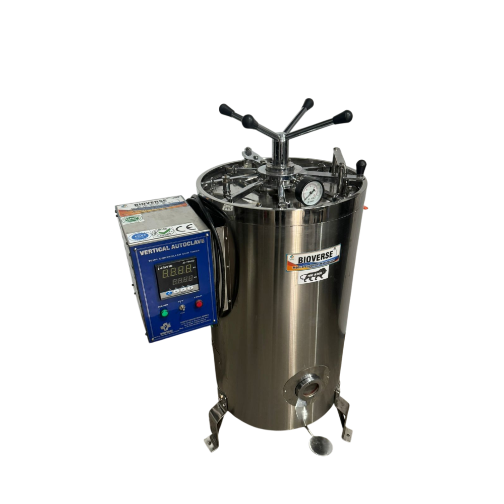 High Pressure Vertical Sterilizer - Color: Silver.