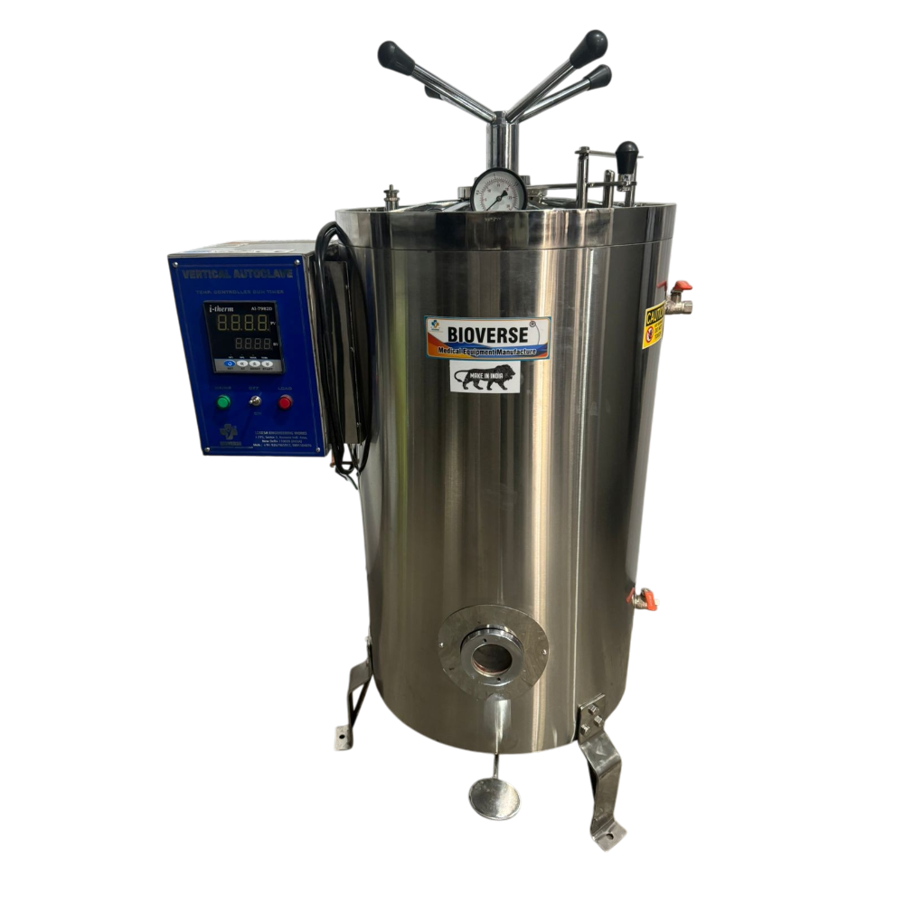 High Pressure Vertical Sterilizer - Color: Silver.