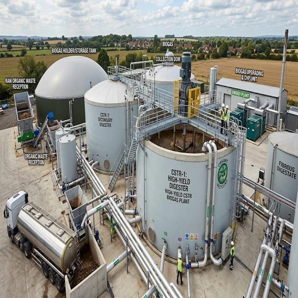 Commercial Electricity Generation Agricultural Residue CSTR (Continuous Stirred Tank Reactor) Continuous Bio-CNG Plant