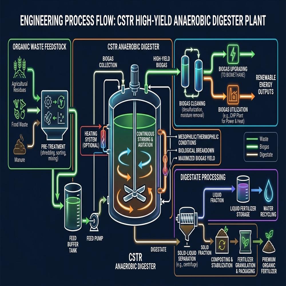 Commercial Electricity Generation Agricultural Residue CSTR (Continuous Stirred Tank Reactor) Continuous Bio-CNG Plant