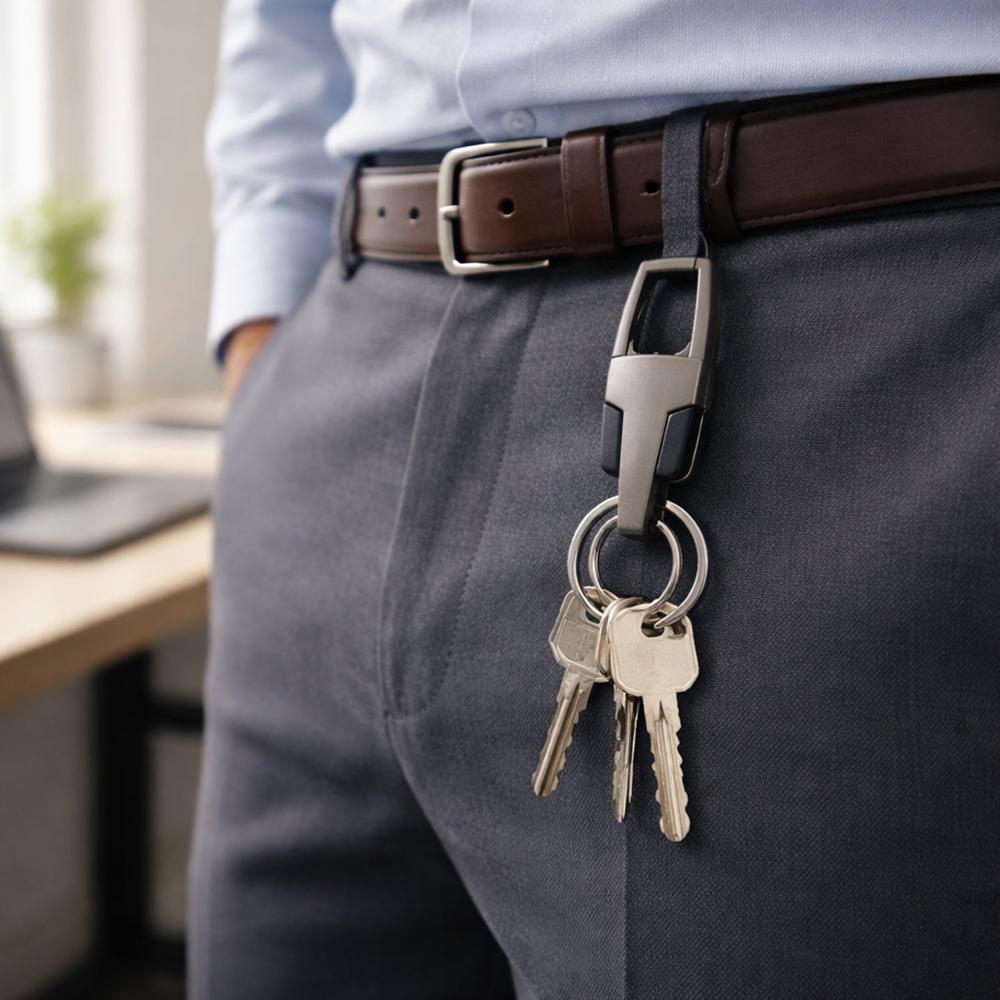 Heavy Duty Stainless Steel Key Holder with Dual Ring Carabiner Clip 1 Pc