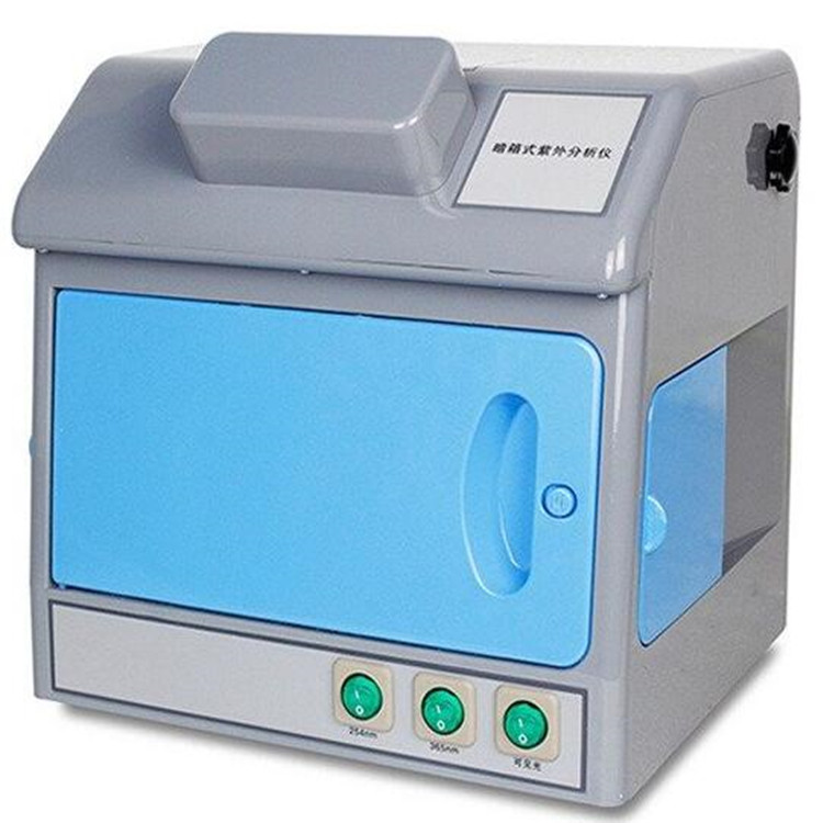 UV Viewing Cabinet-Dark Box UV Tester - Powder Coated Steel & Plastic, 40x28x32 cm, Grey Blue | Dual Wavelength UV Illumination, UV-Protected Viewing Window, Manual Control