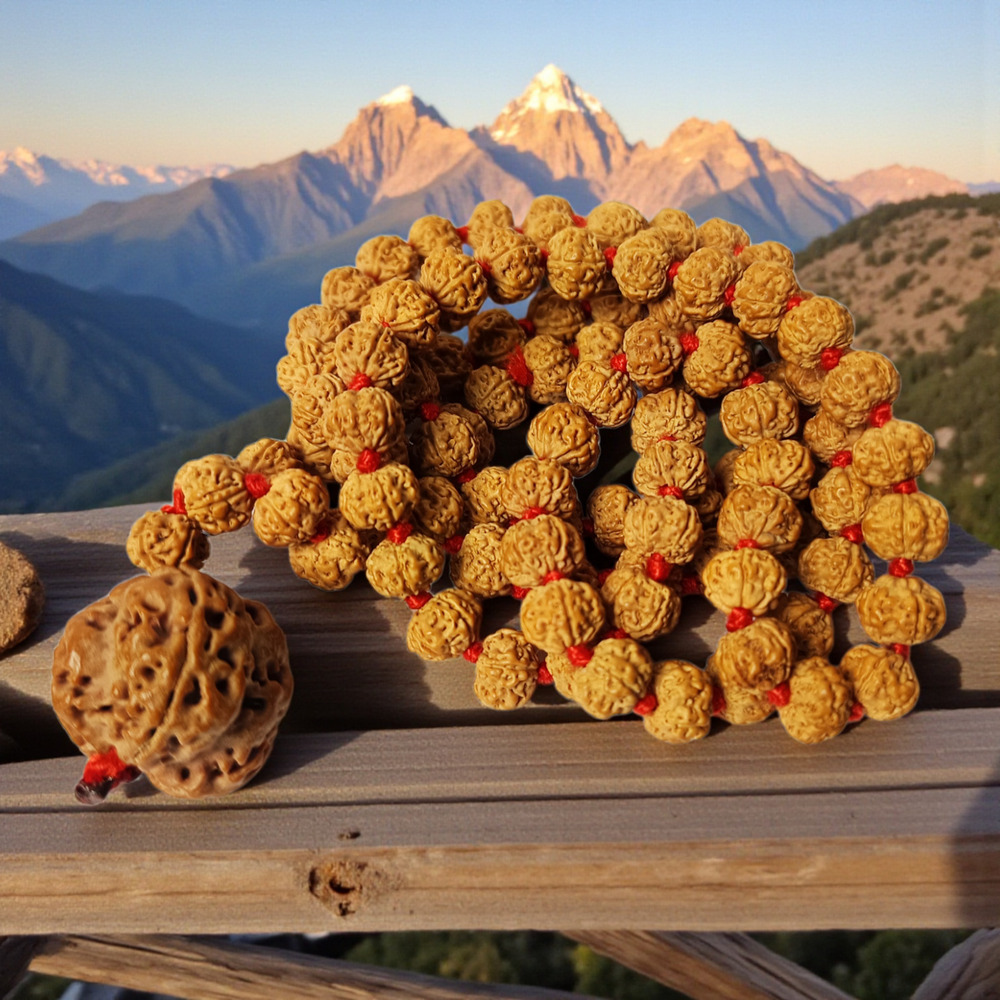 CHIKNI PATHRI RUDRAKSHA JAAP MALA WITH BIG BEAD