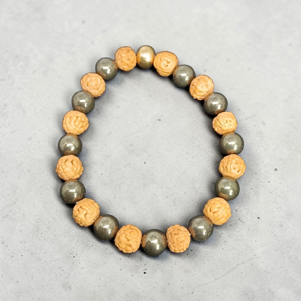 PYRITE & RUDRAKSHA BRACELET 8 MM
