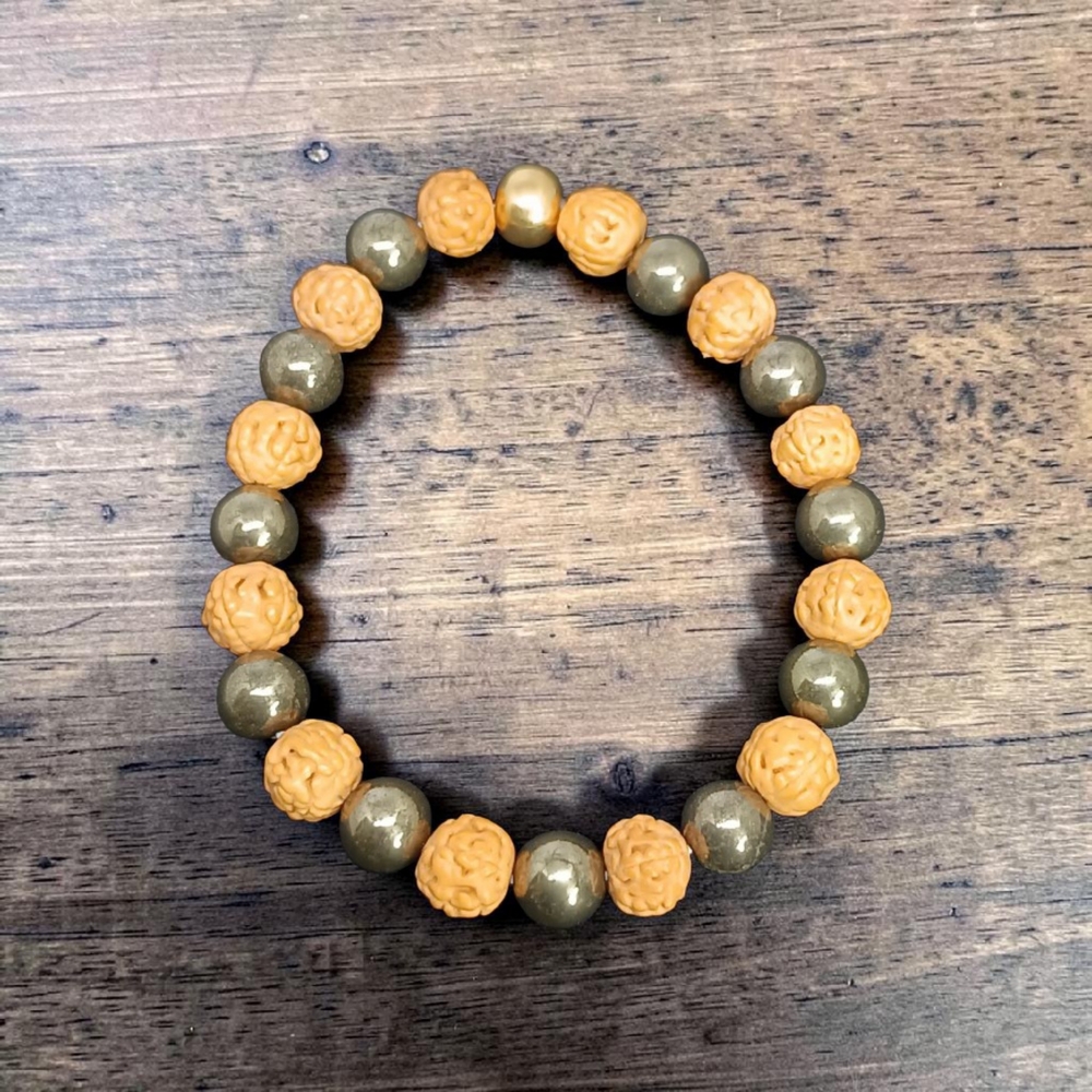 PYRITE & RUDRAKSHA BRACELET 8 MM