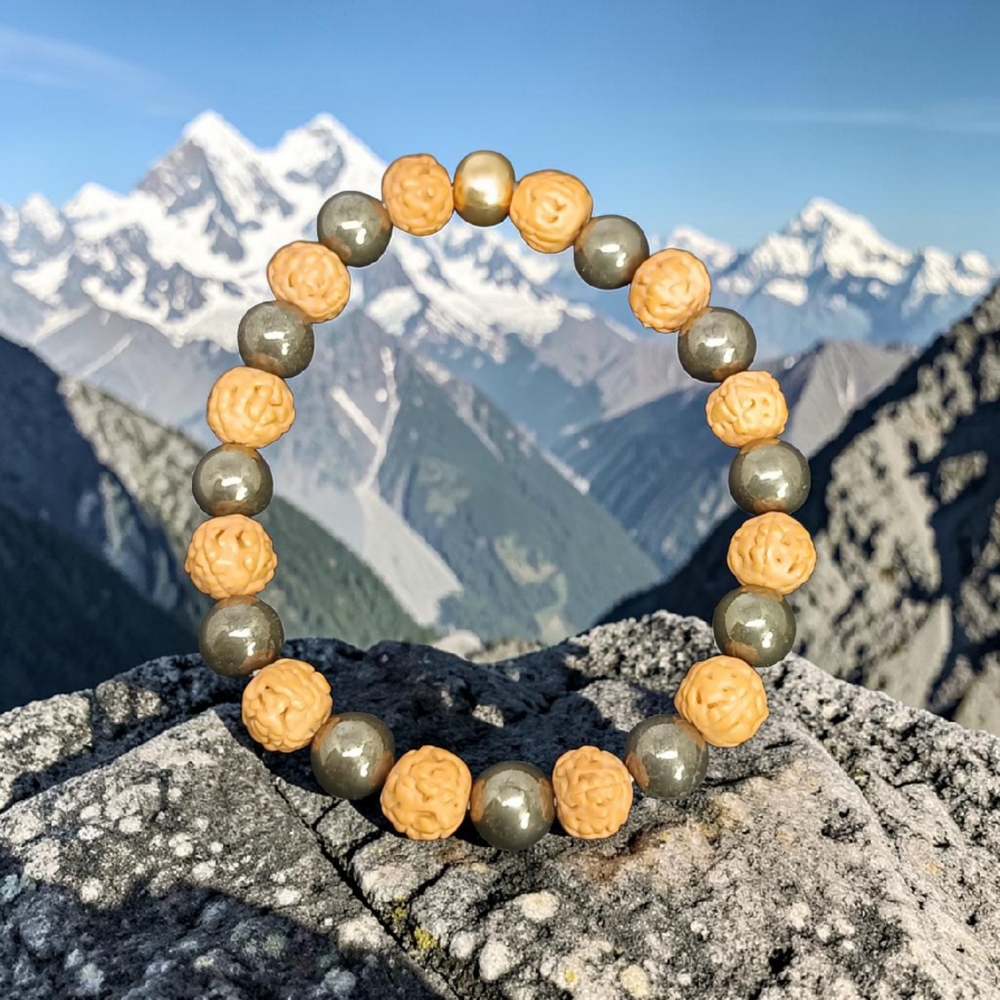 PYRITE & RUDRAKSHA BRACELET 8 MM