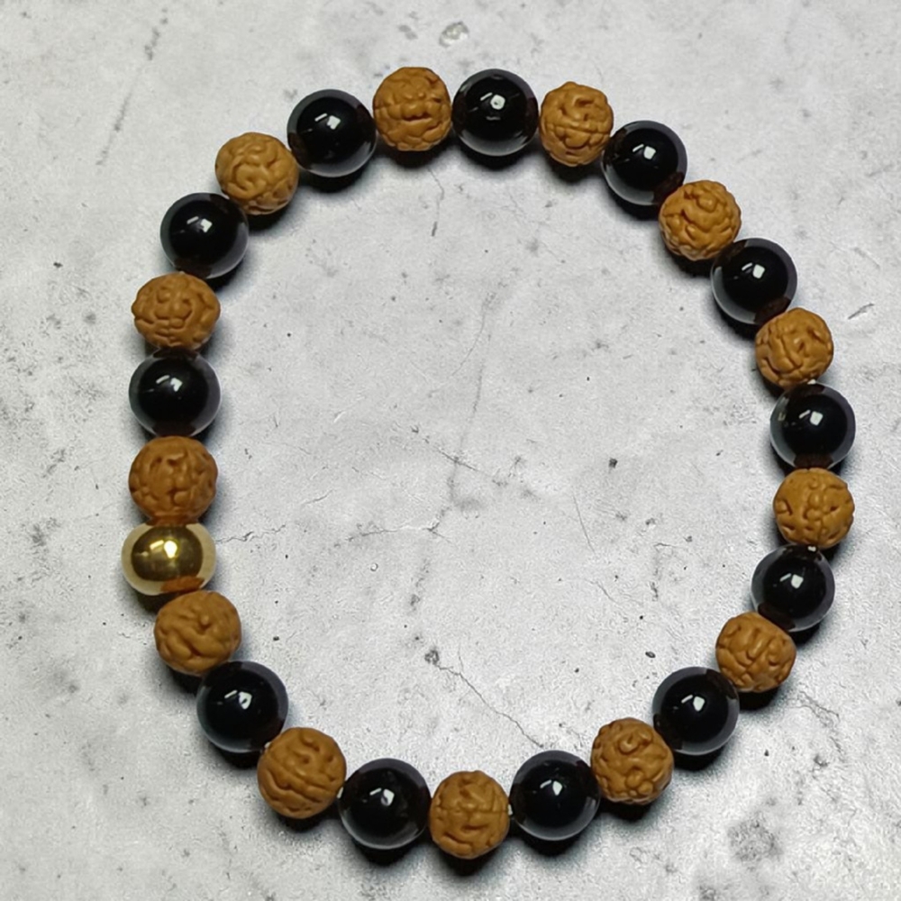 BLACK TOURMALINE & RUDRAKSHA BRACELET 8MM