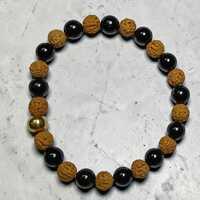 Black Tourmaline & Rudraksha Bracelet 8mm - Jewelry Type: Spiritual/healing Jewelry