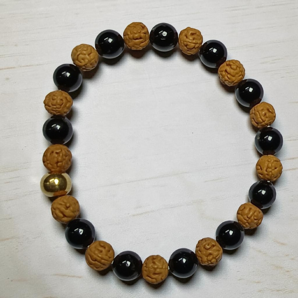 BLACK TOURMALINE & RUDRAKSHA BRACELET 8MM