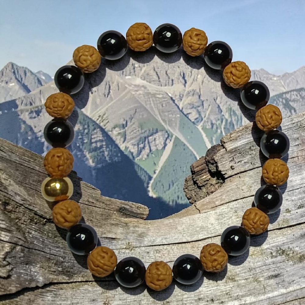 BLACK TOURMALINE & RUDRAKSHA BRACELET 8MM