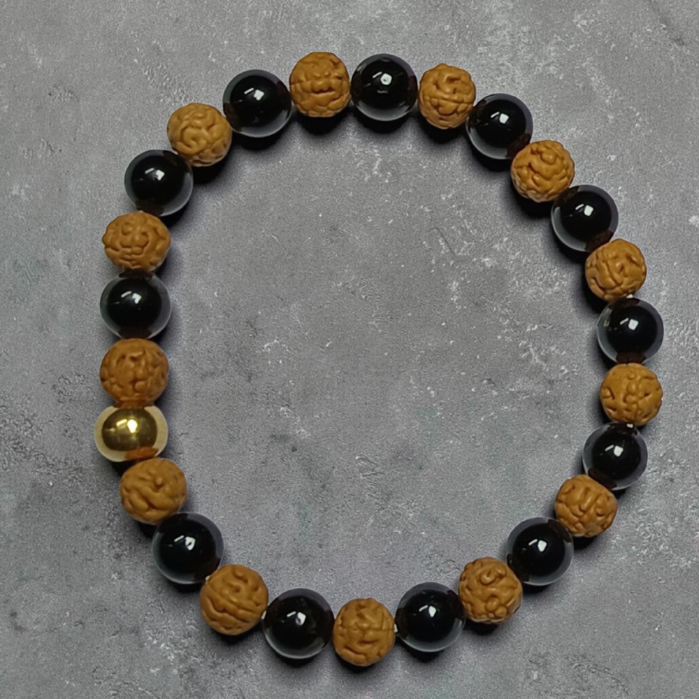 BLACK TOURMALINE & RUDRAKSHA BRACELET 8MM