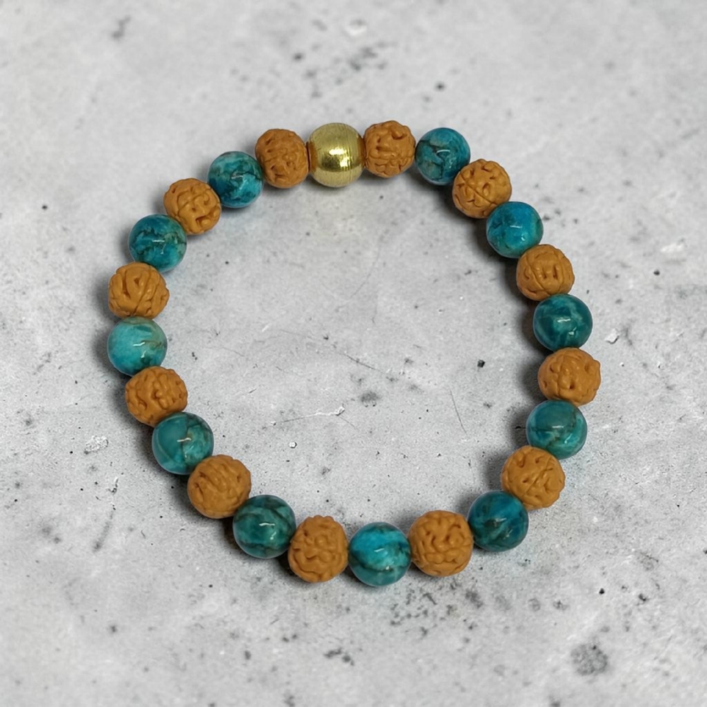 TURQOUISE & RUDRAKSHA BRACELET 8 MM