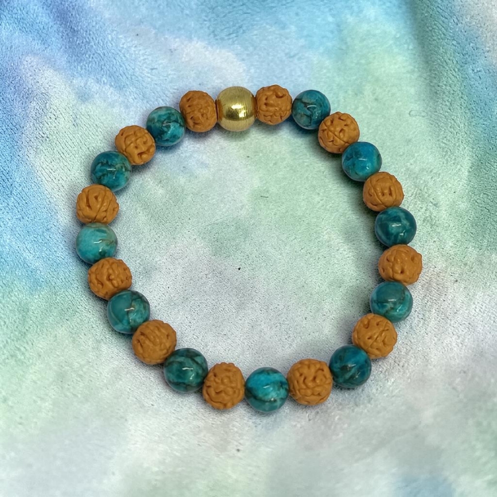 TURQOUISE & RUDRAKSHA BRACELET 8 MM