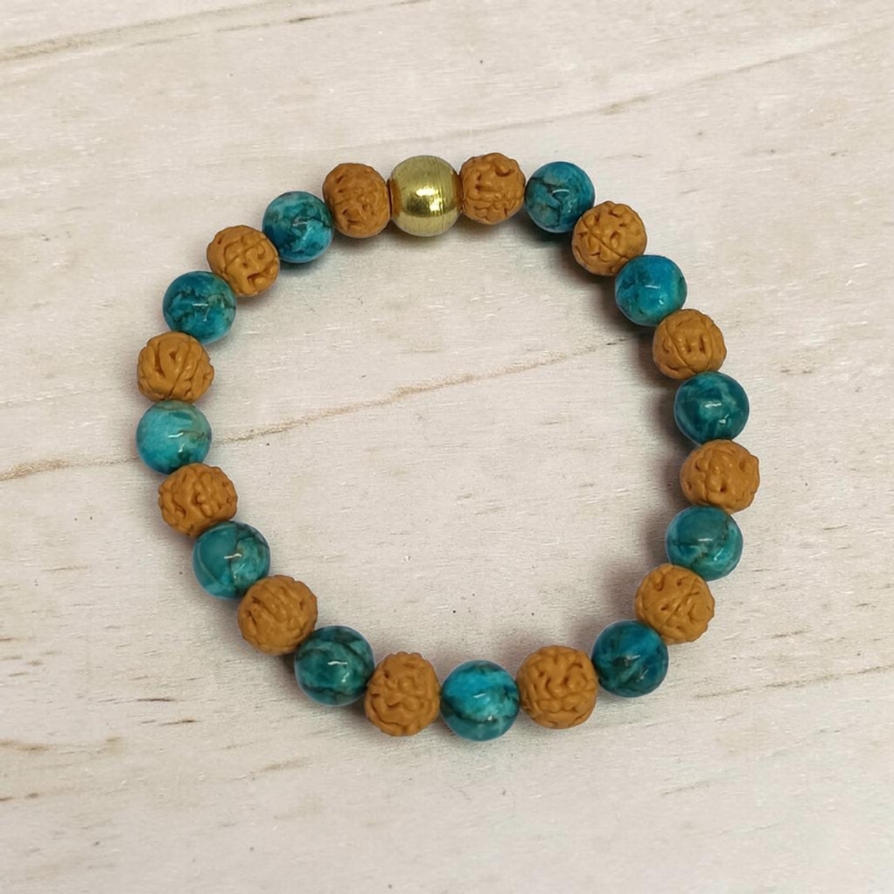 TURQOUISE & RUDRAKSHA BRACELET 8 MM